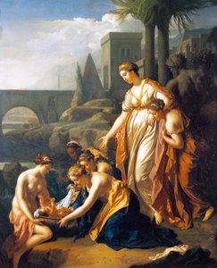 Moisés salvado del agua, de Adriaen van der Werff (1659-1722), 75x60 cm, óleo sobre tabla de Adriaan van der Werff