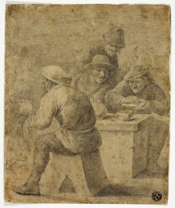 Cuatro campesinos a la mesa de Adriaen Brouwer