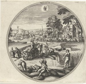 Agosto Avgvstvs (título en objeto) Los doce meses (título de la serie) de Adriaen Collaert