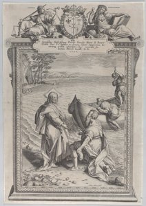 Cristo llamando a San Andrés, que se arrodilla ante él en una playa, y a San Pedro, que sube..., 1590