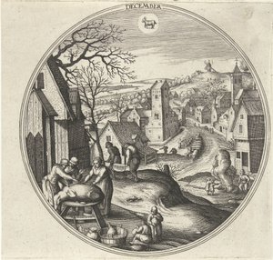 Diciembre Los doce meses (título de la serie) de Adriaen Collaert