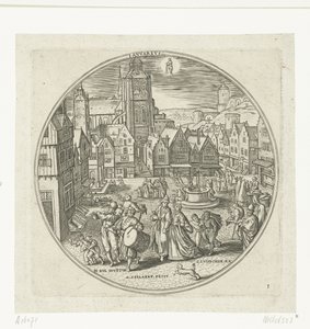 enero Ianvarivs (título sobre objeto) Los doce meses (título de la serie) de Adriaen Collaert
