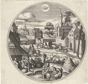 Junio Jvnivs (título sobre objeto) Los doce meses (título de la serie) de Adriaen Collaert