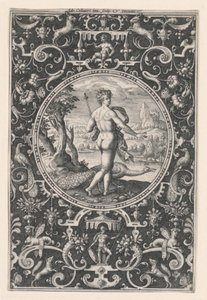 Juno, lámina 1, del Juicio de Paris de Adriaen Collaert