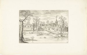 Ajardine un estanque Paisajes alrededor de Amberes (título de la serie) de Adriaen Collaert