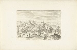 paisaje con un arroyo Paisajes alrededor de Amberes (título de la serie) de Adriaen Collaert