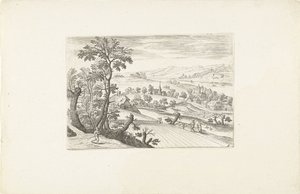 paisaje con un maizal Paisajes alrededor de Amberes (título de la serie) de Adriaen Collaert