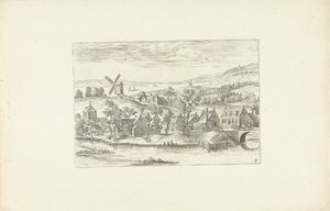 Paisaje con un río y un molino de viento Paisajes alrededor de Amberes (título de la serie) de Adriaen Collaert
