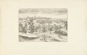 paisaje con un estanque Paisajes alrededor de Amberes (título de la serie) de Adriaen Collaert