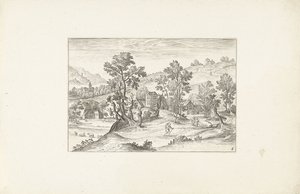 paisaje con excursionistas Paisajes alrededor de Amberes (título de la serie) de Adriaen Collaert