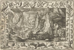 Lot y sus hijas Paisajes con escenas bíblicas, mitológicas y escenas de caza (título de la serie) de Adriaen Collaert