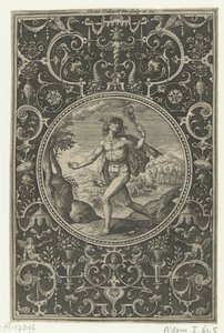 Medallón en el que Mercurio con su bastón en la mano Medallones con figuras del Juicio de París (título de la serie) de Adriaen Collaert