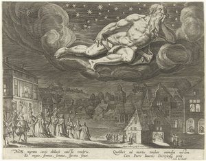 Noche Los cuatro momentos del día (título de la serie) de Adriaen Collaert