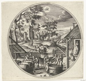 Octubre Los doce meses (título de la serie) de Adriaen Collaert