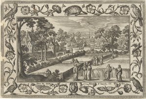 Cosecha de granos en sábado Paisajes con escenas bíblicas, mitológicas y escenas de caza (título de la serie) de Adriaen Collaert