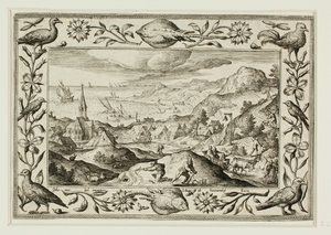 Caza del conejo, de Paisajes con escenas del Antiguo y Nuevo Testamento y Escenas de caza de Adriaen Collaert