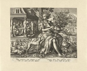Oler Odoratvs (título sobre el objeto) Los cinco sentidos (título de la serie) de Adriaen Collaert