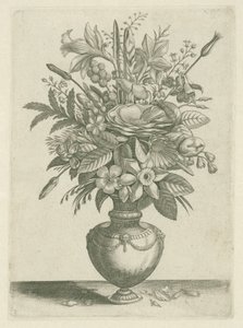Jarrón con flores, incluidos los narcisos de trompeta Florilegio (título de la serie) de Adriaen Collaert