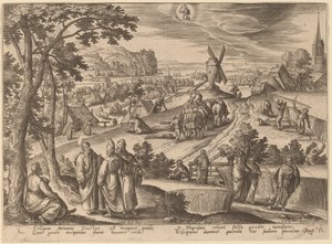La recolección de espigas de maíz en el día de reposo de Adriaen Collaert after Hans Bol