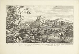 Gezicht op Saint Laurent de la Roche Vista de St. Laurent de la Roche desde la costé du Bourg en el Franche Comté (título sobre el objeto) de Adriaen Frans Boudewyns