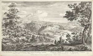 Gezicht op het kasteel van Sainte Anne Vista del castillo Ste. Anne en el Comté libre como se ve a sí mismo entrando (título sobre objeto) de Adriaen Frans Boudewyns