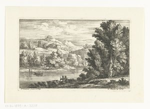Paisaje con un río y un castillo.