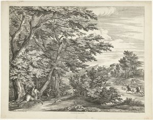Paisaje con caza de ciervos de Adriaen Frans Boudewyns