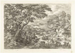 Paisaje con cazadores de camino a casa, un castillo en la distancia
Paisaje con cazadores (título de la serie) de Adriaen Frans Boudewyns