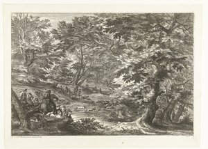 Paisaje con caza del zorro Paisajes con cazadores (título de serie) de Adriaen Frans Boudewyns