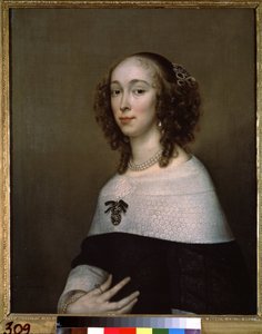Retrato de una mujer (Retrato de una dama). Pintura de Adriaen Hannemann (Adrien Hanneman