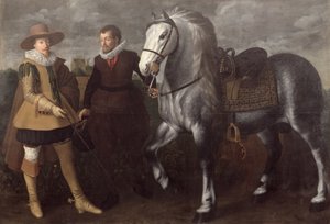 Retrato de un caballero con su caballo y mozo de cuadra, 1624