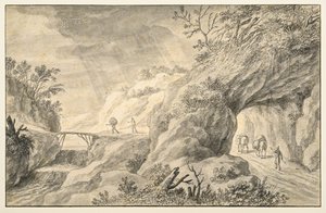 Paisaje rocoso con carretera de Adriaen I van Nieulandt