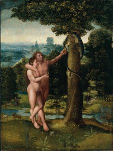 Adán y Eva, c.1520 (óleo sobre madera de roble) de Adriaen Isenbrandt or Isenbrant