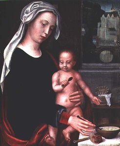 Madonna y Niño de Adriaen Isenbrandt or Isenbrant