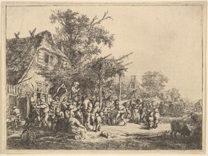 Danza bajo el emparrado, 1610-85 de Adriaen Jansz. van Ostade