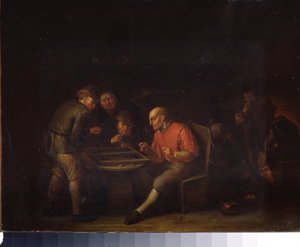 Flamencos jugando a los dados. (Flemings jugando a los dados). Pintura de Adriaen Jansz van Ostade (1610-1685). escuela holandesa. Óleo sobre tela. Museo del Palacio de Gatchina, San Petersburgo. de Adriaen Jansz. van Ostade