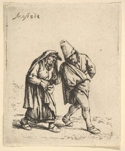 Hombre y mujer caminando de Adriaen Jansz. van Ostade