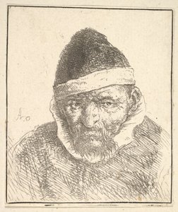 Hombre viejo con cuello blanco y sombrero puntiagudo, 1610-85