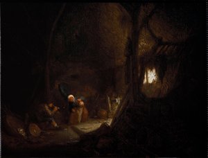 Familia campesina en un granero de Adriaen Jansz. van Ostade