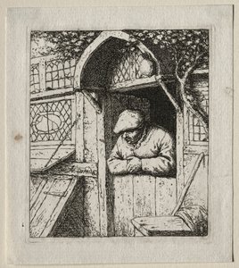 Campesino apoyado en su puerta de Adriaen Jansz. van Ostade