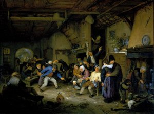 Campesinos bailando en una taberna de Adriaen Jansz. van Ostade