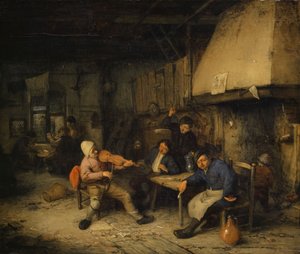 Violinista y campesinos bebiendo en una taberna, 1663 de Adriaen Jansz. van Ostade