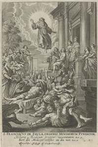 H. Franciscus van Paola geneest de zieken San Francisco de Paula, Fundador de la Orden de los Menores (título sobre el objeto) de Adriaen Lommelin