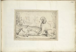 Perro junto al equipo de caza y botín en el paisaje. de Adriaen Matham (signed by artist)