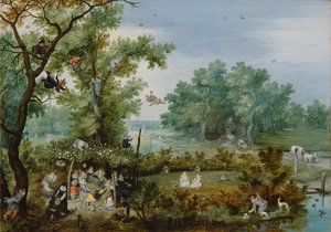 Una Compañía Alegre en una Pérgola, 1615 de Adriaen Pietersz van de Venne