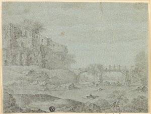 Ruinas con vistas al río y puente