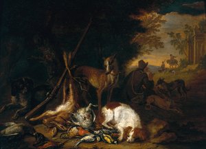 Un cazador con sus perros de Adriaen de Gryef