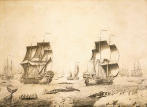 Balleneros en el hielo de Adriaen or Abraham Salm