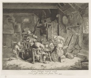 Cultivando una comida en una posada de Adriaen van Ostade