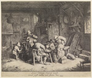 Campesinos comiendo en una posada